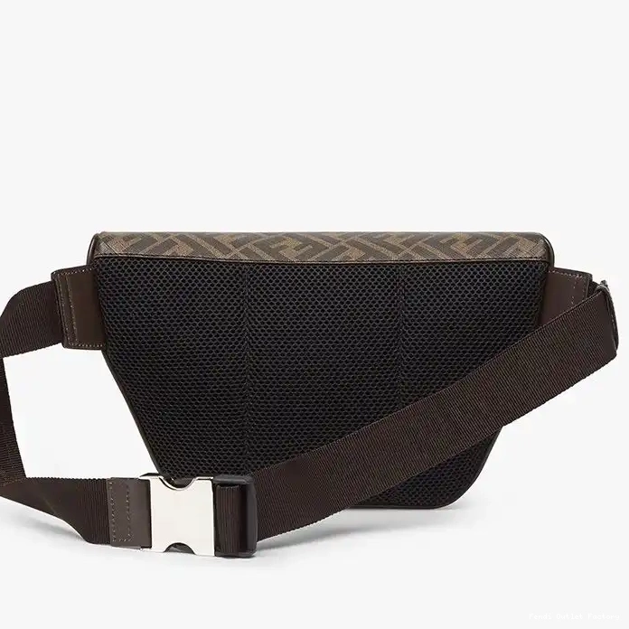 Affordable HOT In FF Motif Belt Logo Bag ROMA Brown Fabric Fendi 0325